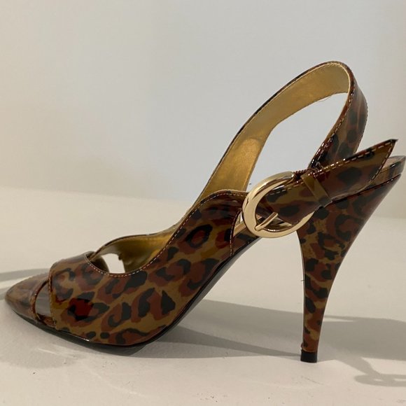🎉Host Pick 🎉 BCBGirls Leopard Print Peep Toe Stiletto Heeled Sandal Size 9.5 - Picture 5 of 11